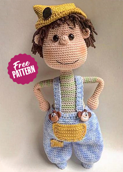 Amigurumi Boy Doll with Overalls Free Pattern