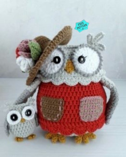Amigurumi Mom Owl With Baby Owl Free Pattern